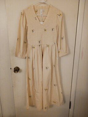 Y.A.S. Organic Cotton Cream Colored Smock Dress Size M